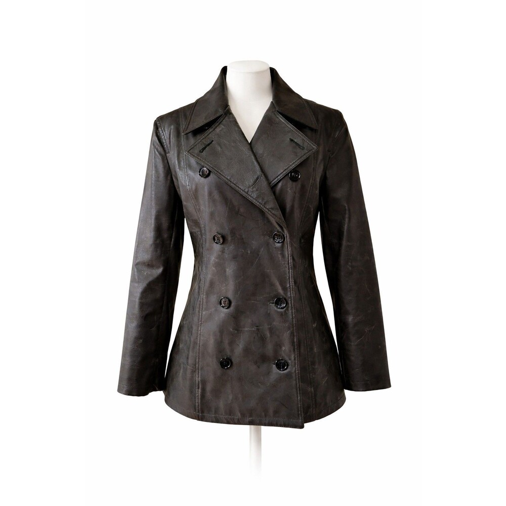 Hilary Radley Women’s Faux Leather Distressed Jacket – Size 6 – Black